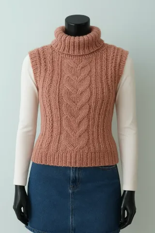 Chaleco tejido cuello alto sin mangas