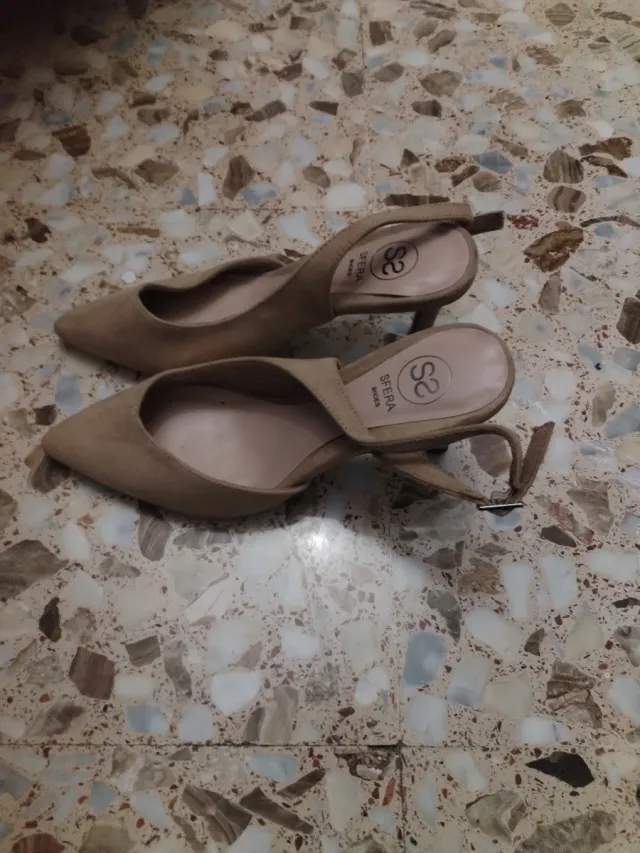 Zapatos Esfera Talla 38 Beige Tacón