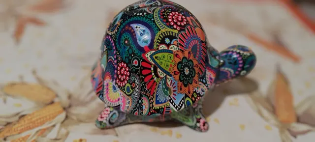 Salvadanaio tartaruga ceramica decorata