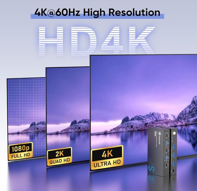 Conmutador KVM HDMI 4K 60Hz USB 3.0