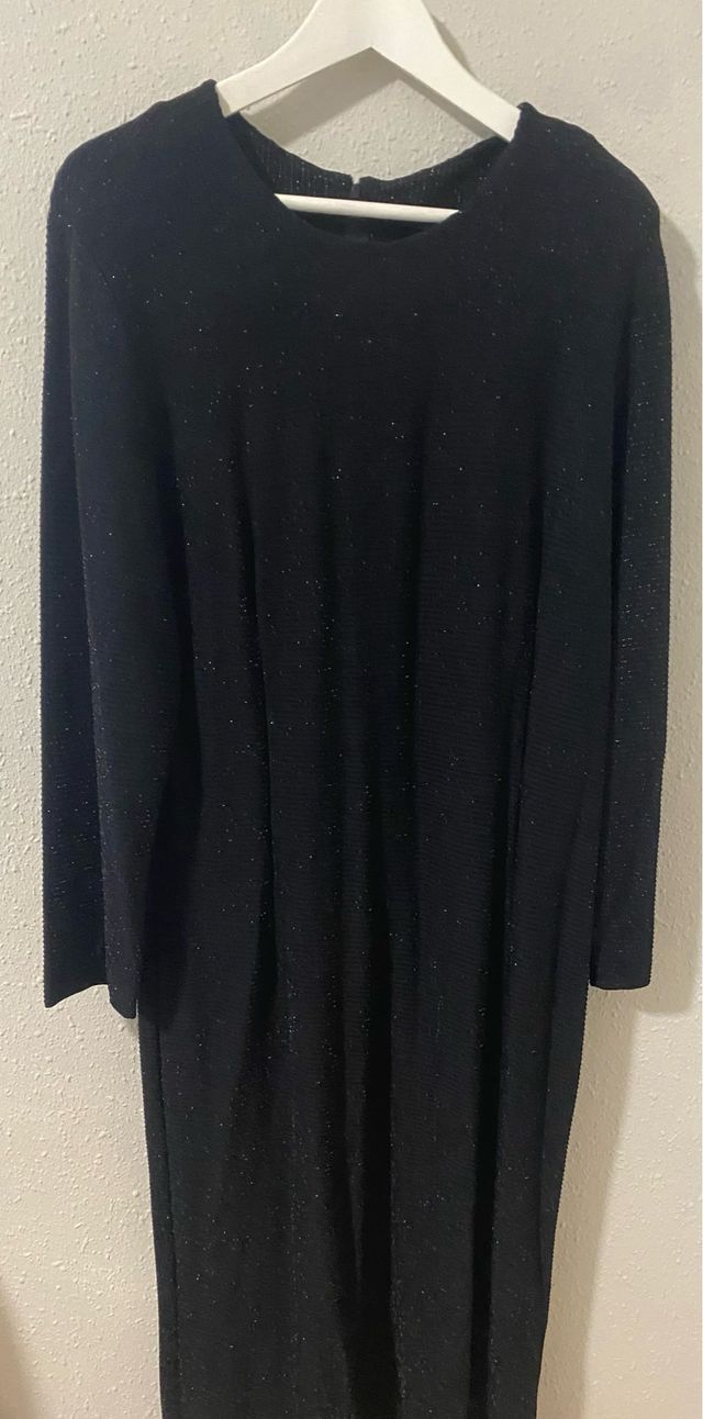 Abito lungo nero brillante