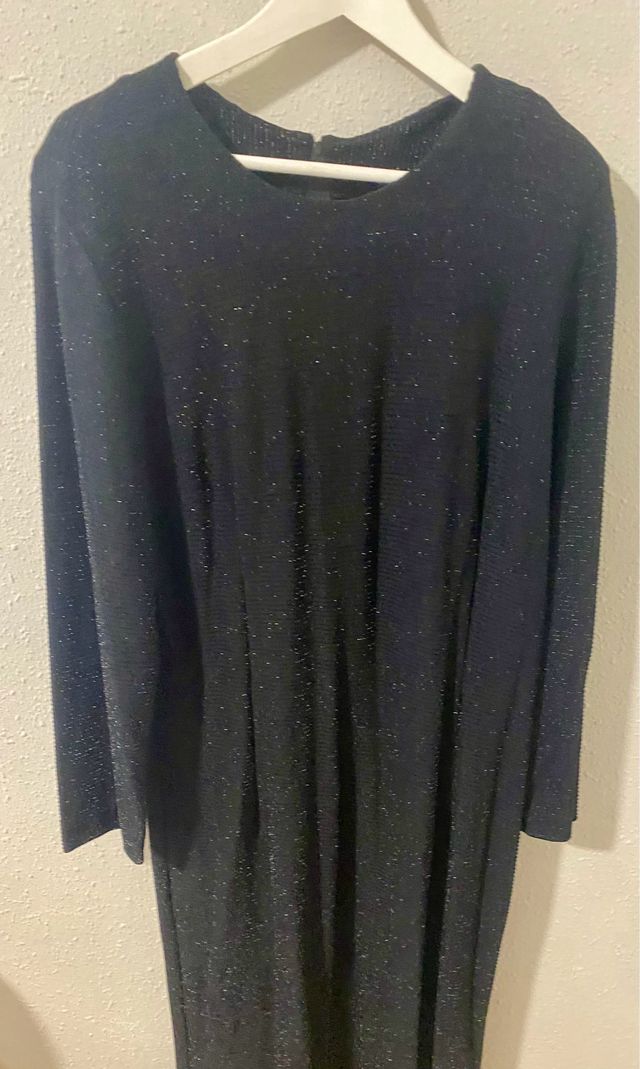 Abito lungo nero brillante