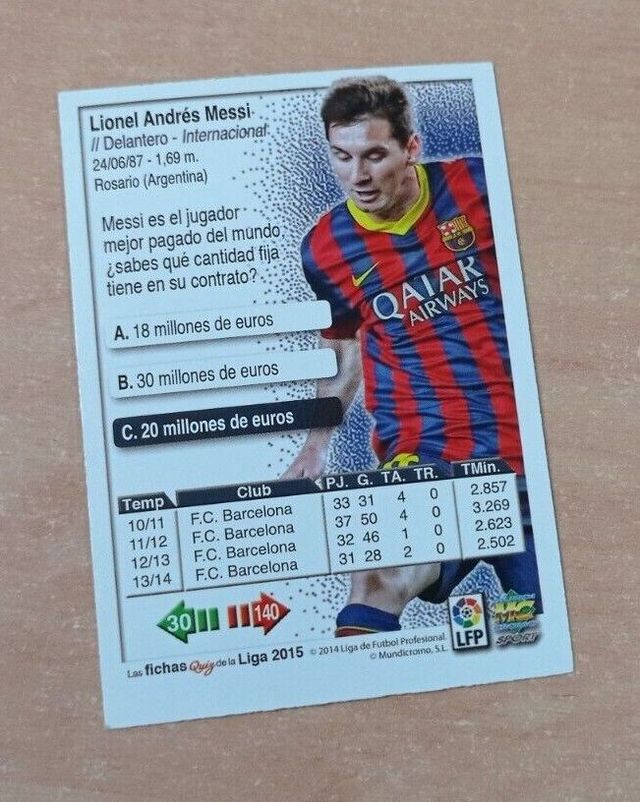 2014 - CARD DE MESSI - FCB MUNDICROMO #047 Brillo