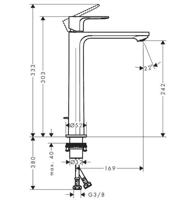 Hansgrohe Rebris E Rubinetto Miscelatore Lavabo
