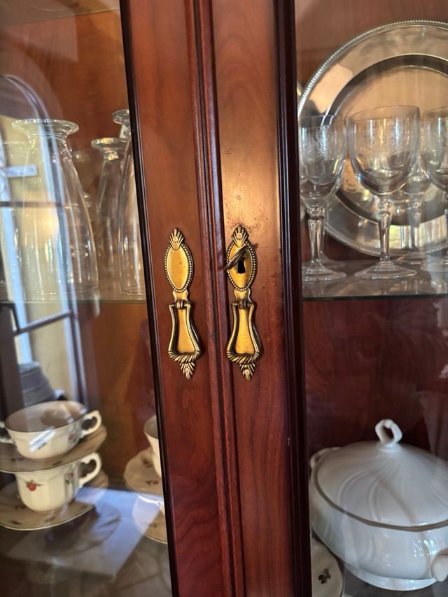 Vitrina de salón de madera y cristal