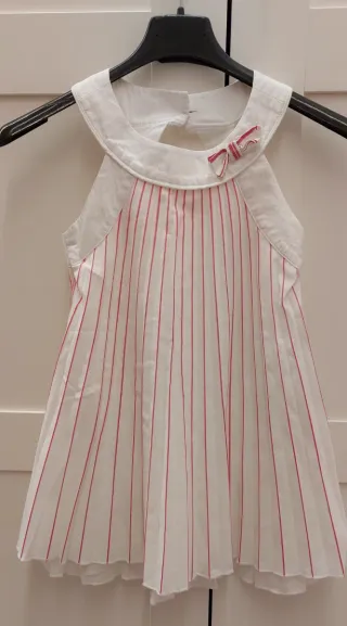 Vestito bimba bianco/rosa plissettato