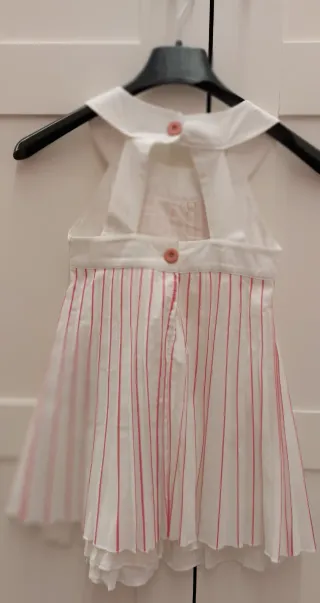 Vestito bimba bianco/rosa plissettato