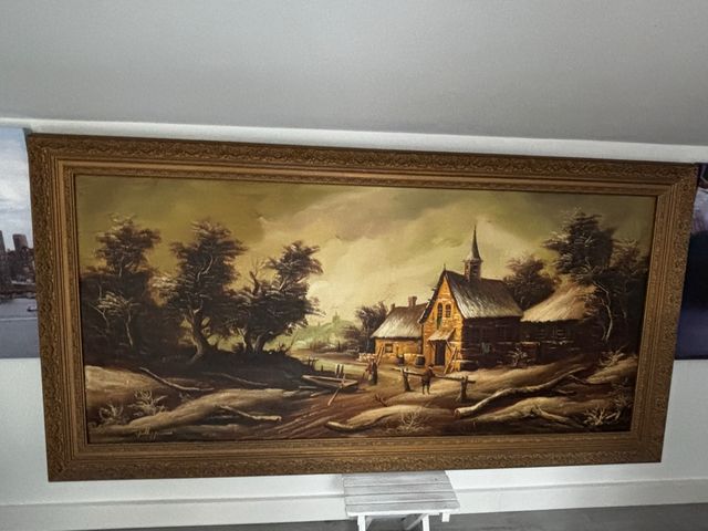 Cuadro óleo paisaje rural