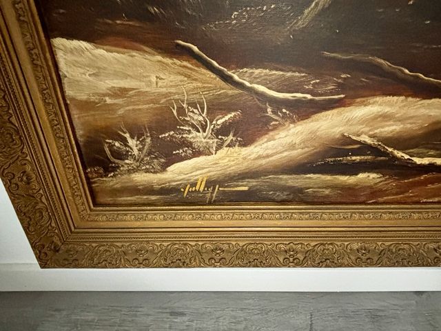 Cuadro óleo paisaje rural