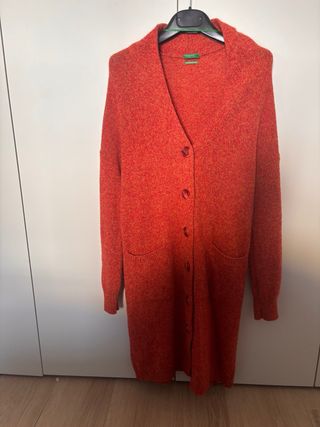 Cardigan in lana arancione taglia versatile