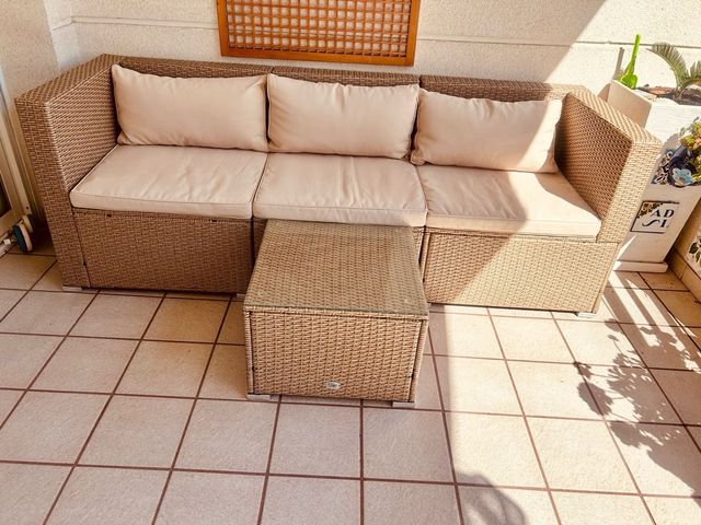 Sofá Exterior 3 Plazas ratan y Cristal