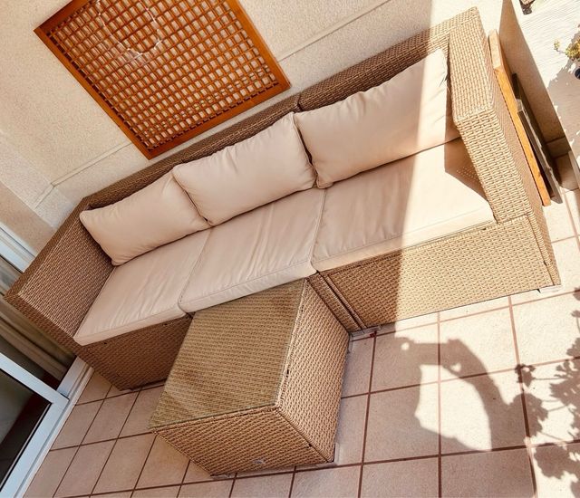 Sofá Exterior 3 Plazas ratan y Cristal