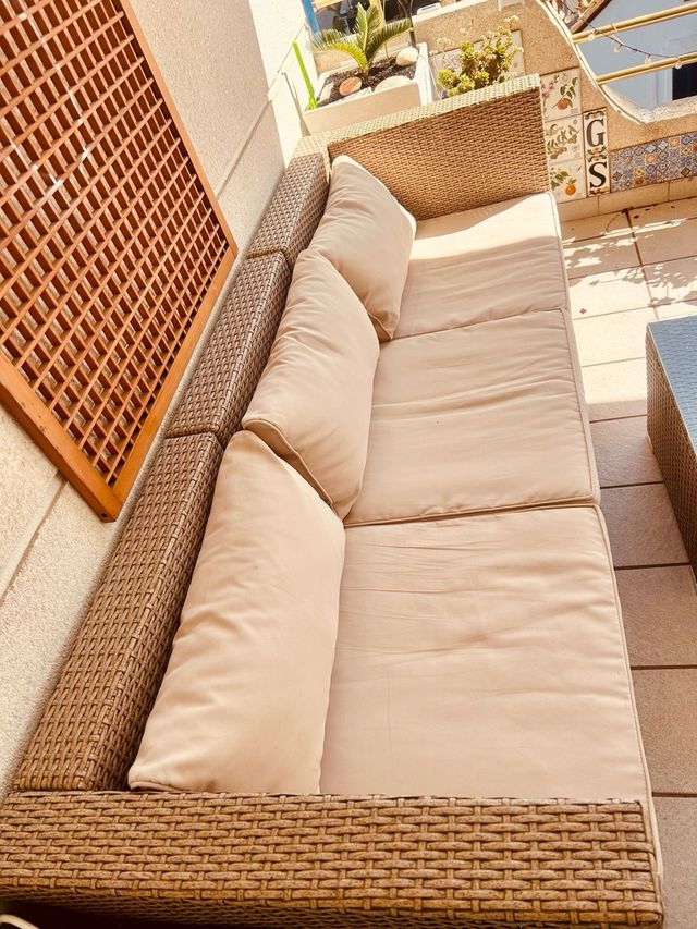 Sofá Exterior 3 Plazas ratan y Cristal