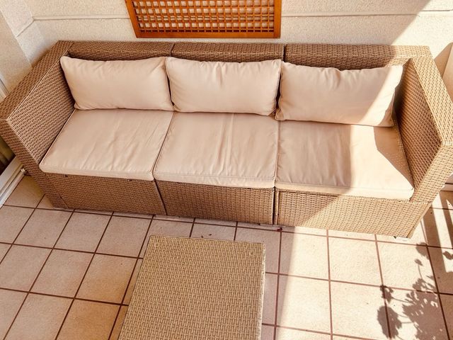 Sofá Exterior 3 Plazas ratan y Cristal