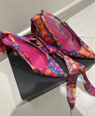 Scarpe donna fantasia multicolor con lacci