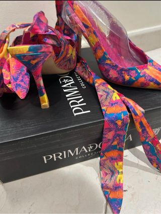 Scarpe donna fantasia multicolor con lacci