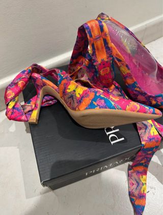 Scarpe donna fantasia multicolor con lacci