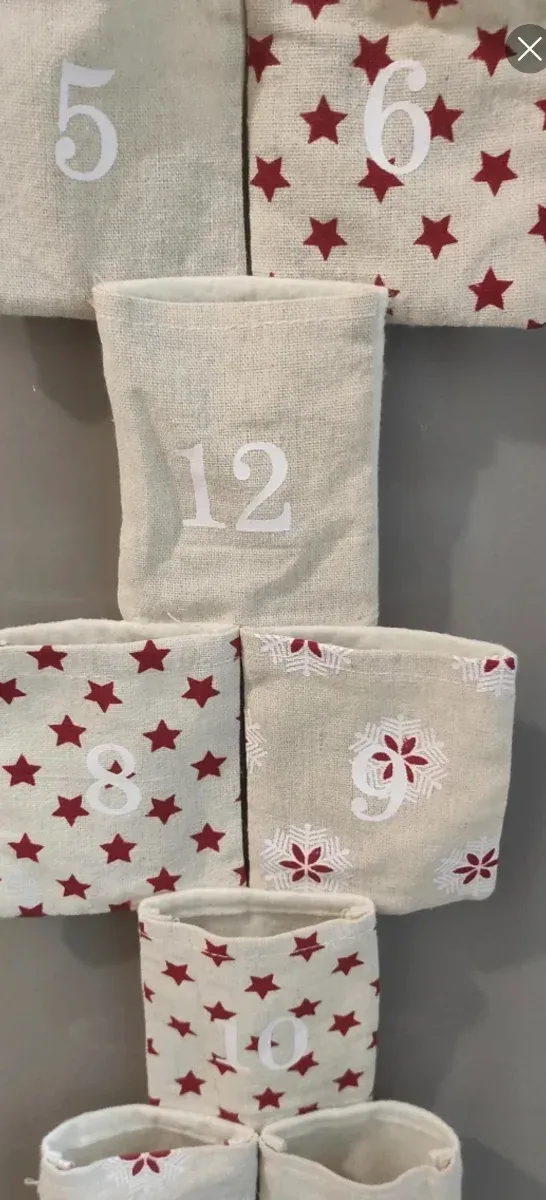 Calendario Adviento Colgante Tela Estrellas