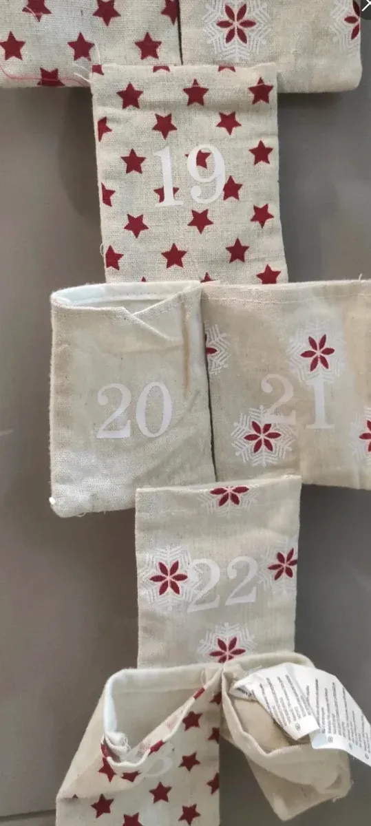 Calendario Adviento Colgante Tela Estrellas