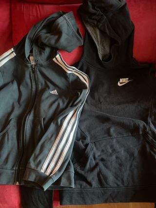 Lote 2 sudaderas Adidas y Nike negras