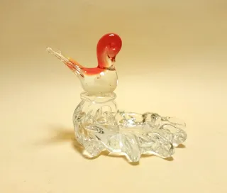 MURANO POSACENERE Uccellino Rosso STATUINA Animali