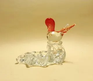 MURANO POSACENERE Uccellino Rosso STATUINA Animali