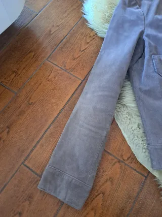 Cazadora Mango Piel Ante Gris Talla L