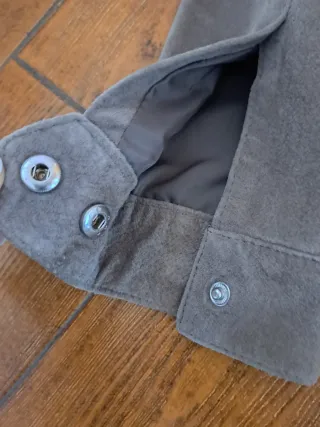 Cazadora Mango Piel Ante Gris Talla L