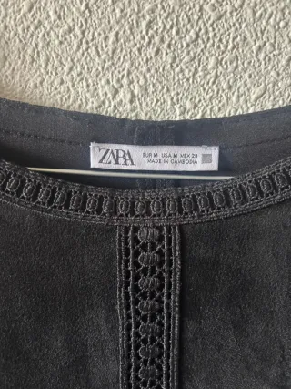 Vestido Zara Ante Negro Talla M