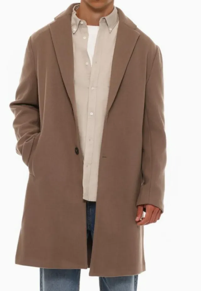 Abrigo largo hombre beige/marrón