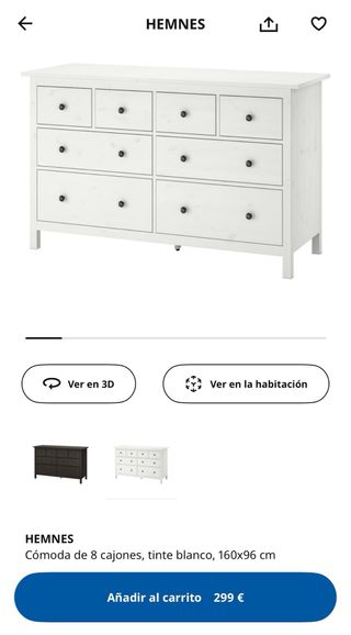 Cómoda Ikea Hemnes 8 cajones blanca