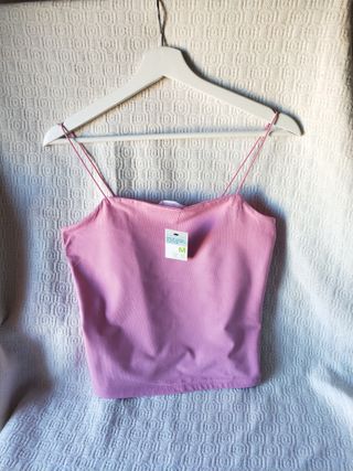 Camiseta tirantes rosa pastel Primark M mujer