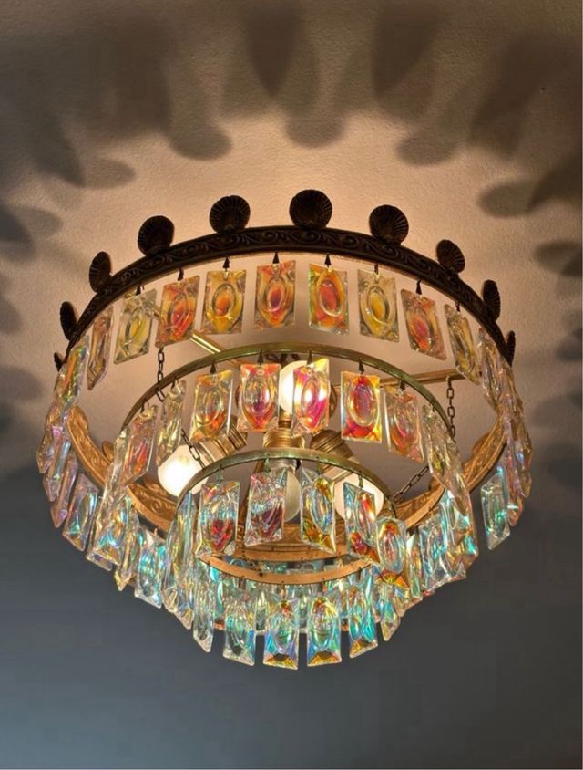 Lámpara Techo Cristal Vintage
