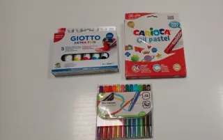 Tempere Giotto, pastelli a cera e penne a cera