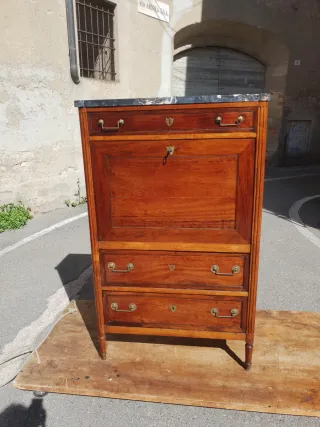 Secretaire scrittoio antico in legno e marmo