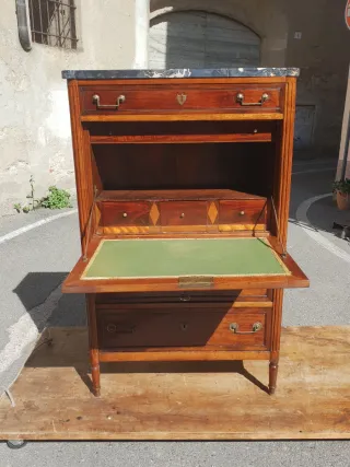 Secretaire scrittoio antico in legno e marmo