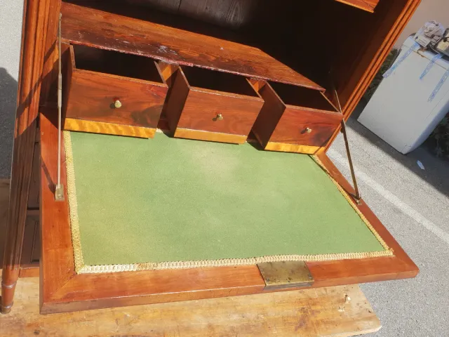 Secretaire scrittoio antico in legno e marmo