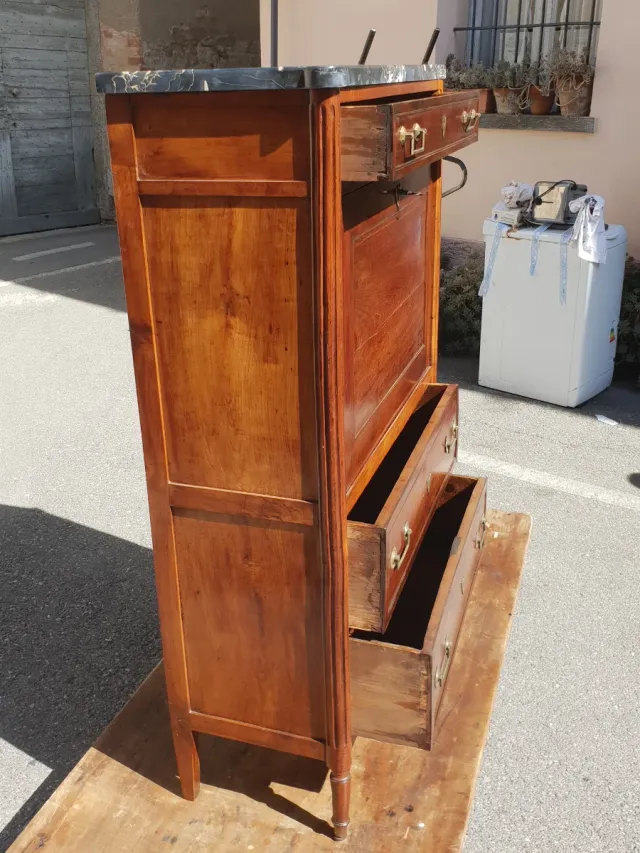 Secretaire scrittoio antico in legno e marmo