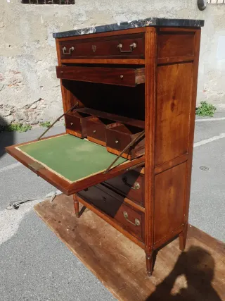 Secretaire scrittoio antico in legno e marmo