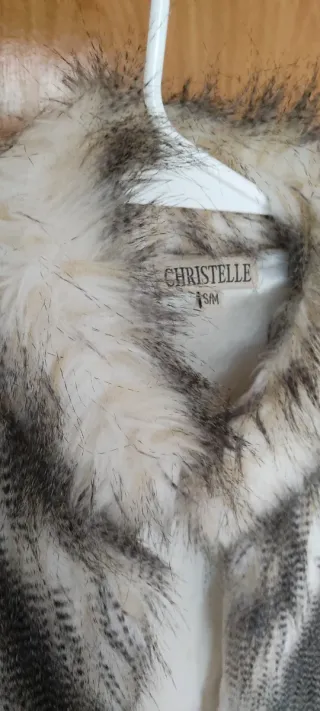 Chaleco pelo beige y gris talla S/M