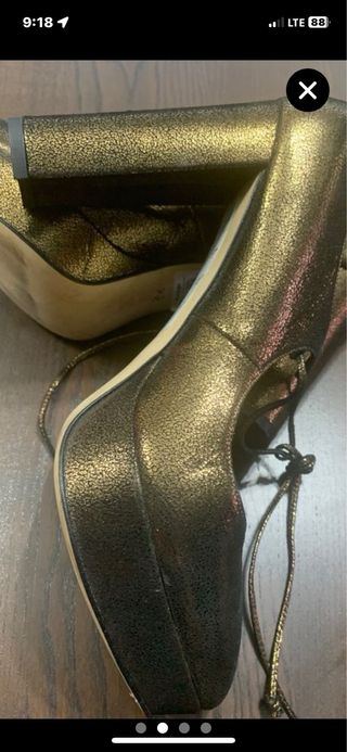 Tacones con plataforma talla 40 Piel Dorada Lujo