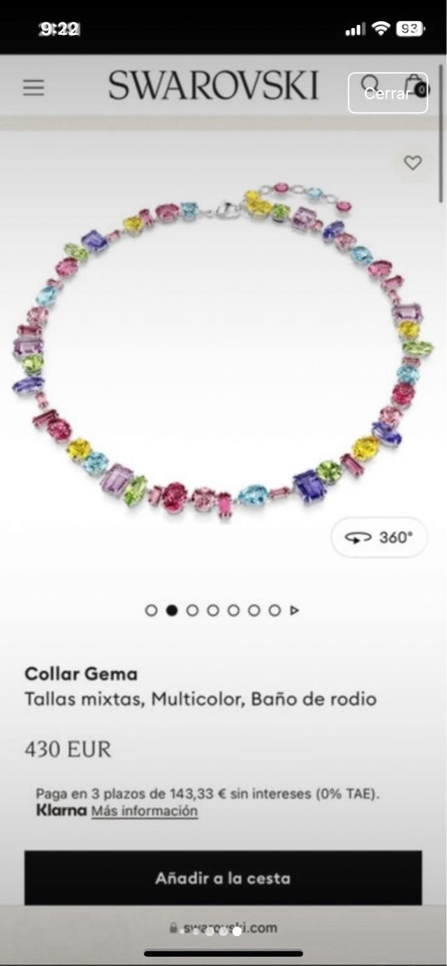Conjunto collar y pendientes Swarovski