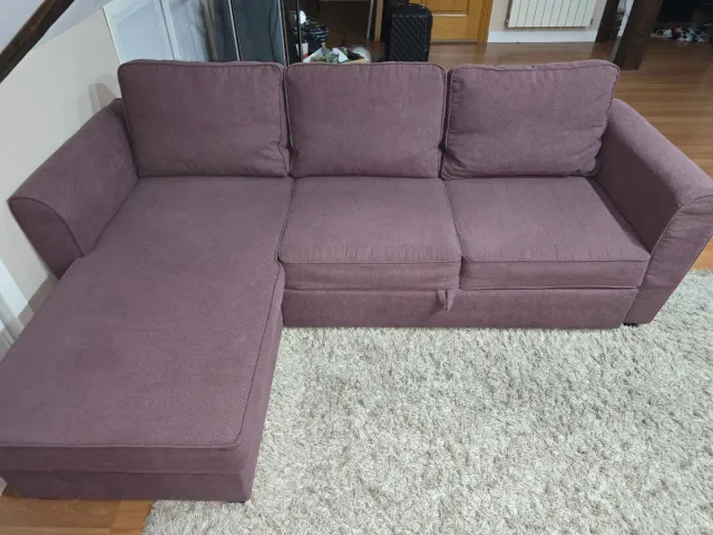 Sofá Cama Chaise Longue Tela Morado