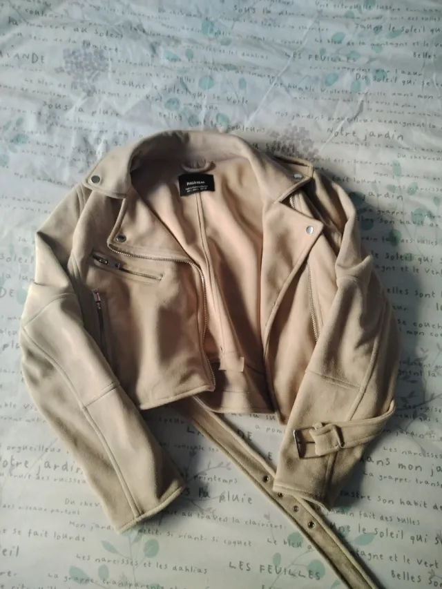 Chaqueta Biker Pull and Bear Beige