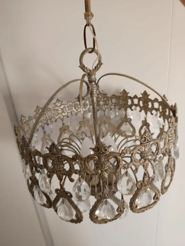 Lámpara colgante vintage cristal metal