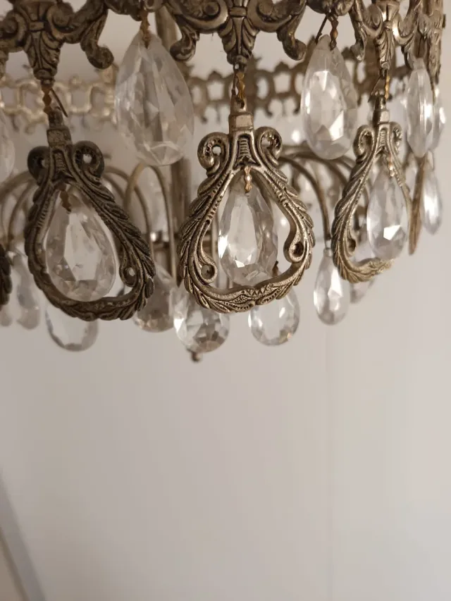 Lámpara colgante vintage cristal metal