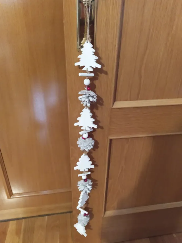 Guirnalda Navidad Madera Árboles Piñas