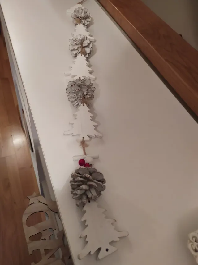 Guirnalda Navidad Madera Árboles Piñas