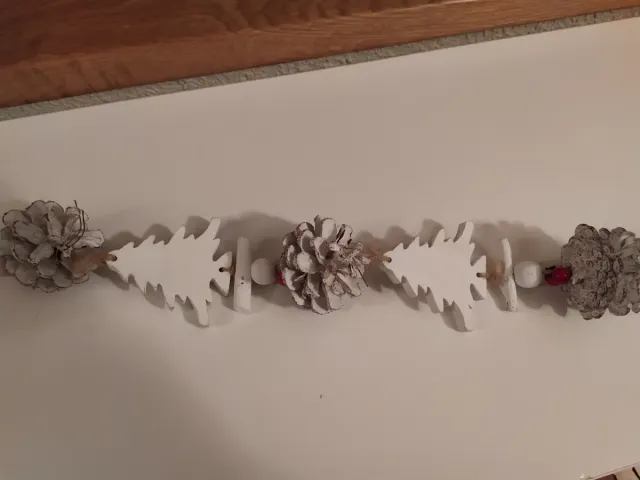 Guirnalda Navidad Madera Árboles Piñas