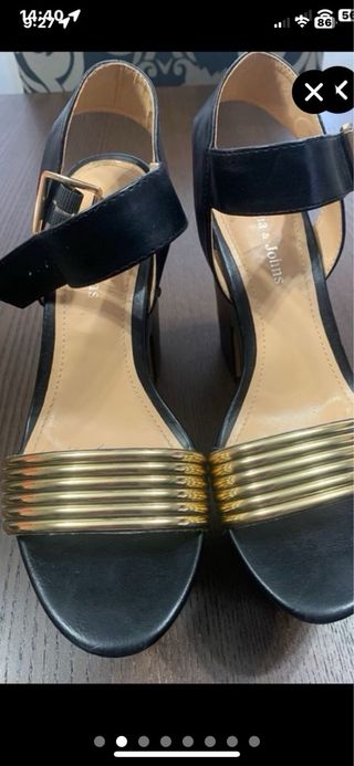 Zapatos de fiesta negros y dorados talla 40